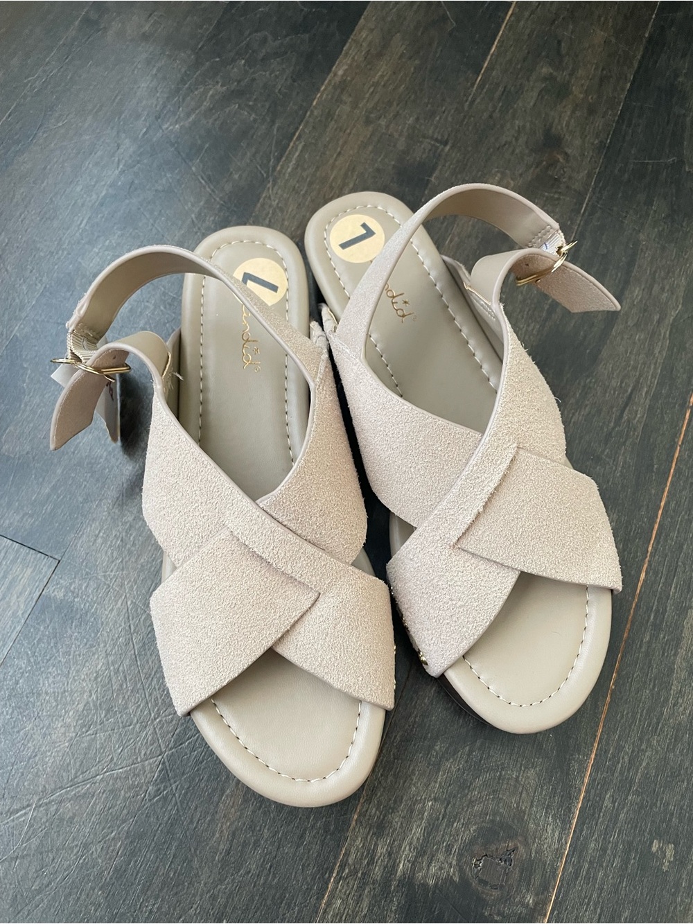 Womens Crisscross Slingback Sandals in Light Beige